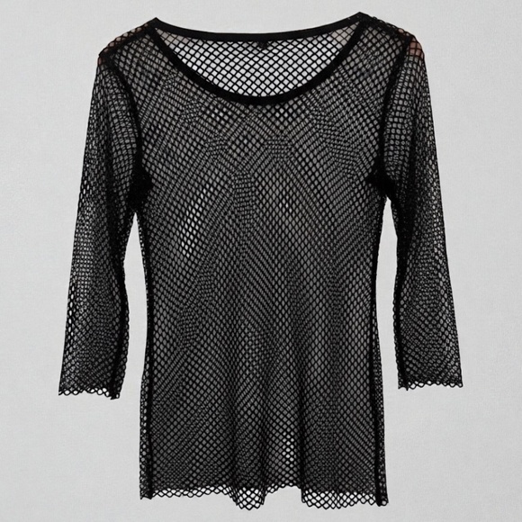 NWOT  DOLCE & GABBANA VTG 1990s Sheer Mesh 3/4 Sleeve Size 44  Goth - Picture 2 of 12